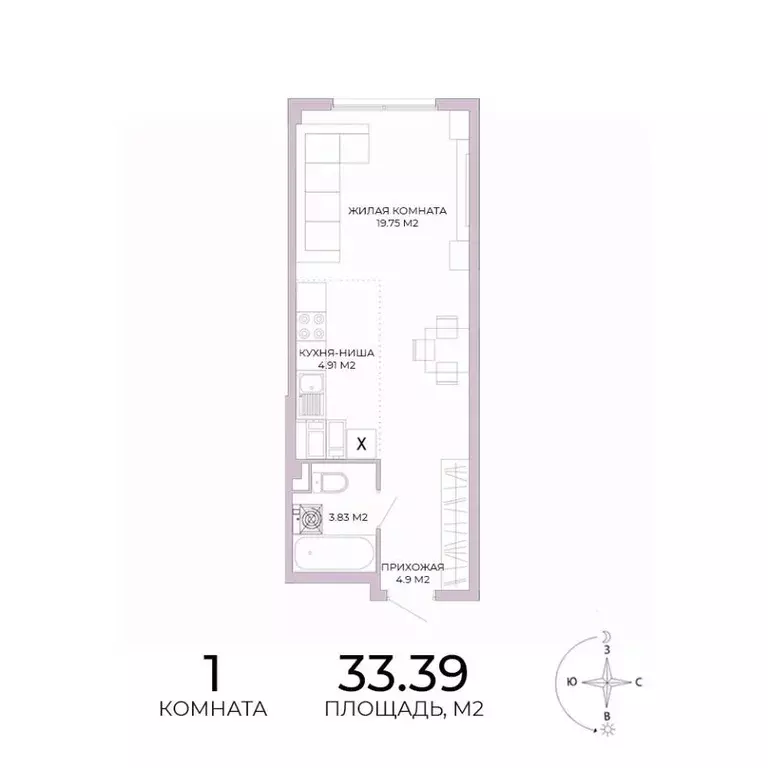 1-к кв. Пензенская область, Пенза Побочинская ул., с18 (33.39 м) - Фото 0