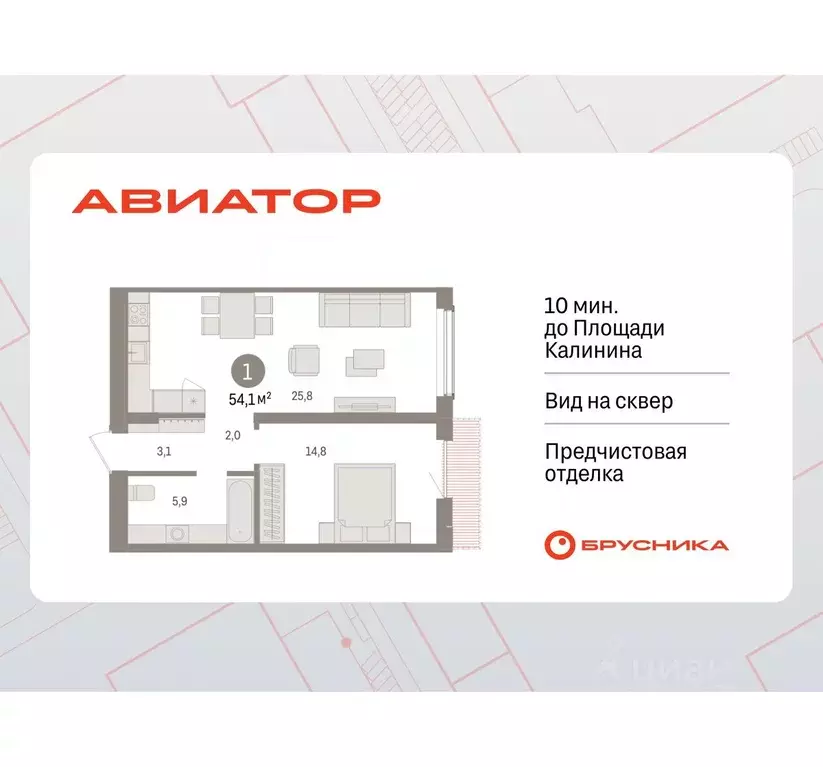 1-к кв. Новосибирская область, Новосибирск ул. Аэропорт, 88 (54.09 м) - Фото 0