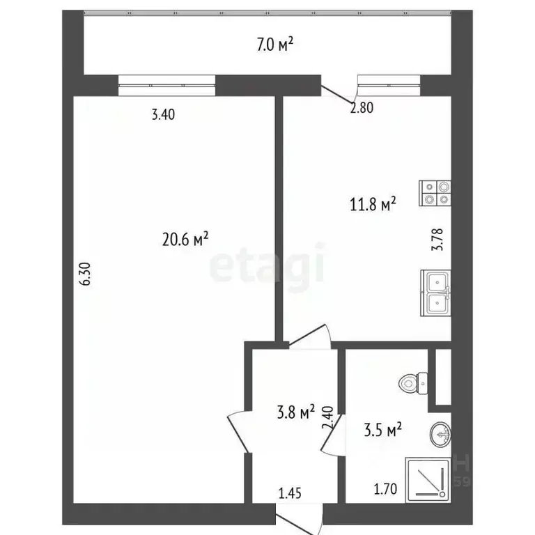 1-к кв. Чувашия, Канаш ул. Карла Маркса, 9Б (39.3 м) - Фото 1