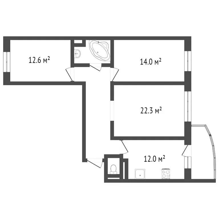 3-комнатная квартира: Омск, посёлок Амурский, улица Багратиона, 29Г ... - Фото 1