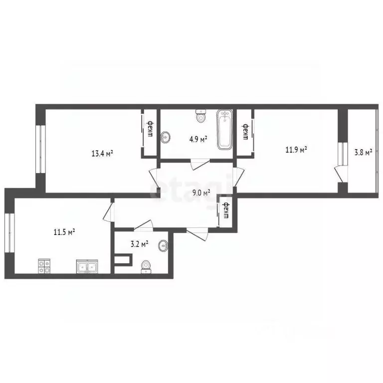 2-к кв. Крым, Симферопольский район, Добровское с/пос, с. Перевальное ... - Фото 1