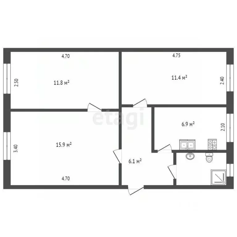 3-к кв. Вологодская область, Вологда Осановский проезд, 9А (55.0 м) - Фото 1