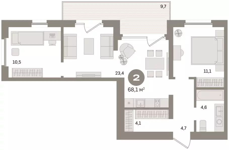 2-комнатная квартира: Екатеринбург, улица Советских Женщин (68.1 м) - Фото 2