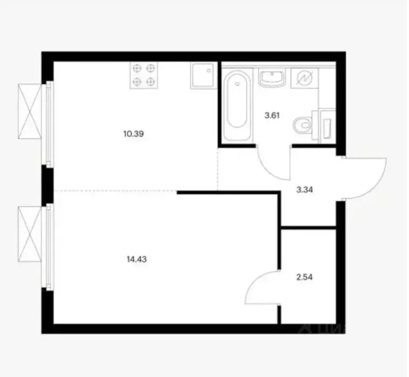 1-к кв. Москва Новоостаповская ул., 7к2 (33.3 м) - Фото 1