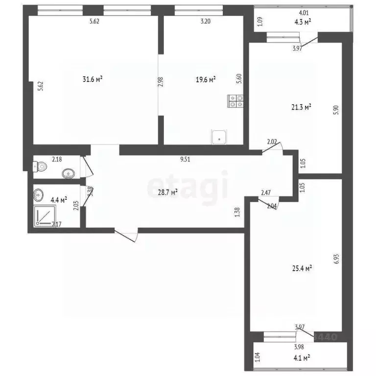 3-к кв. Тюменская область, Тюмень Водопроводная ул., 6к1 (133.4 м) - Фото 2