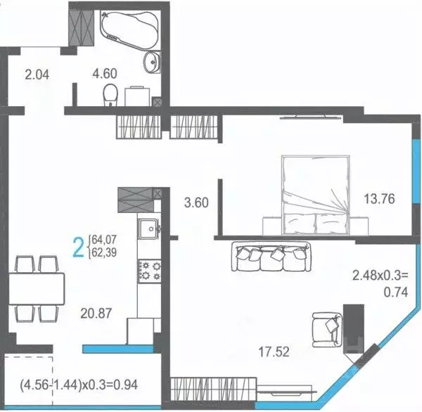 2-к кв. Крым, Ялта ул. Кирова, 155Ак2 (64.07 м) - Фото 1