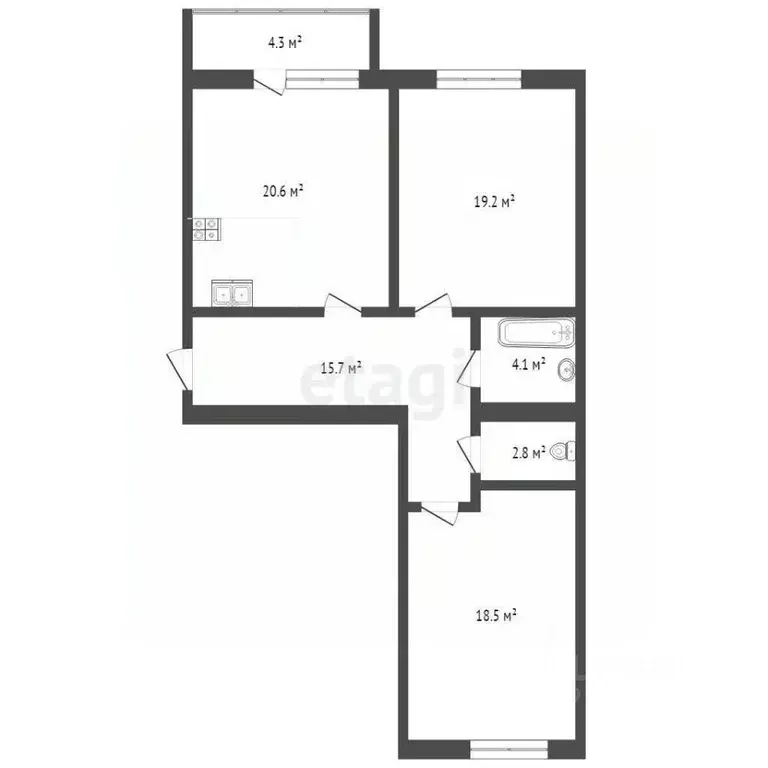 2-к кв. Вологодская область, Вологда Ленинградская ул., 108 (80.6 м) - Фото 2