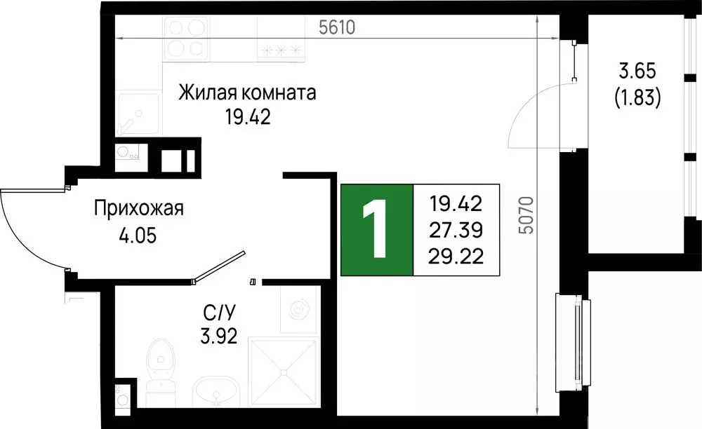 1-к кв. Ленинградская область, Всеволожский район, Свердловское ... - Фото 1