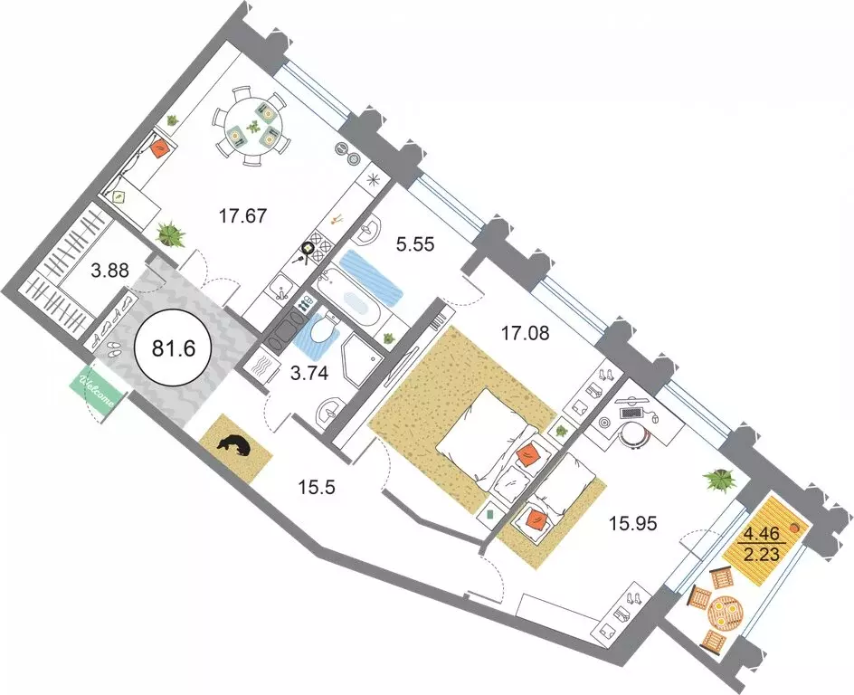 2-комнатная квартира: Санкт-Петербург, проспект Авиаконструкторов, 54 ... - Фото 1