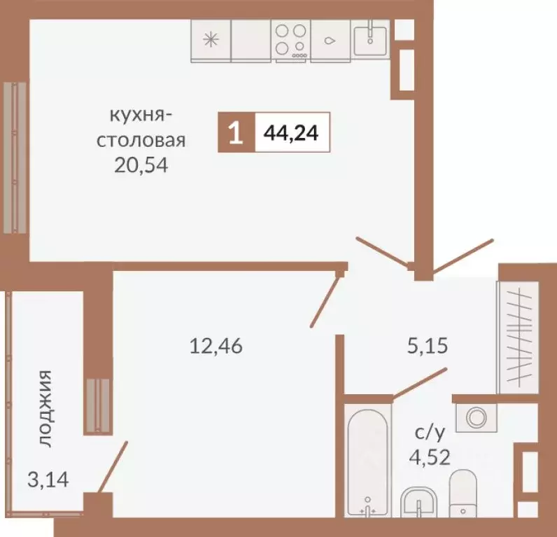 1-к кв. Свердловская область, Екатеринбург пер. Старателей (44.24 м) - Фото 0