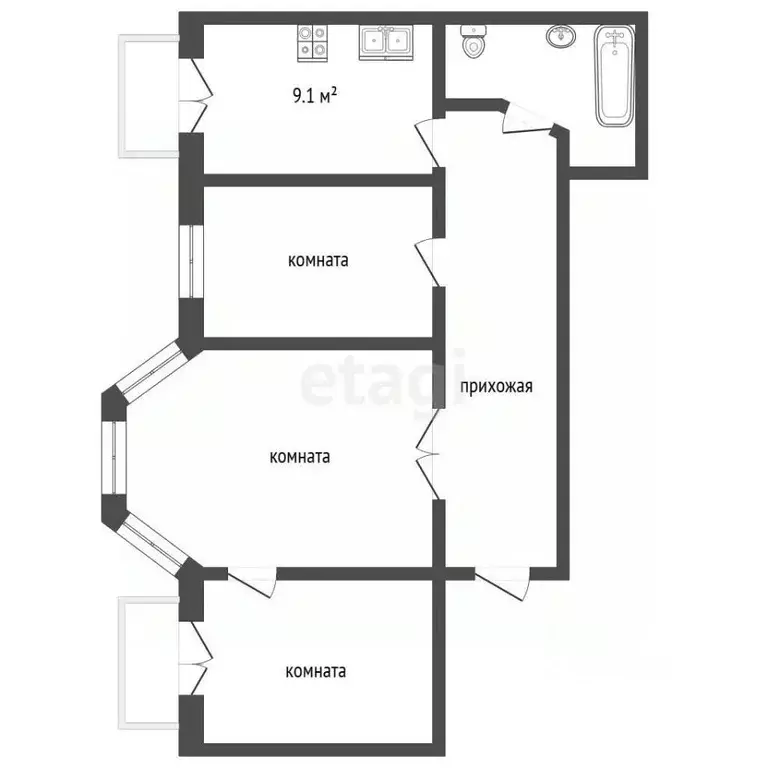 3-к кв. Владимирская область, Муром ул. Льва Толстого, 107 (70.0 м) - Фото 0