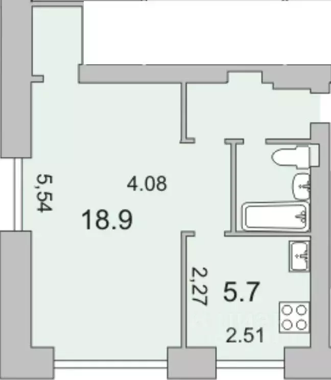 1-к кв. Мурманская область, Мурманск ул. Нахимова, 31 (32.5 м) - Фото 2
