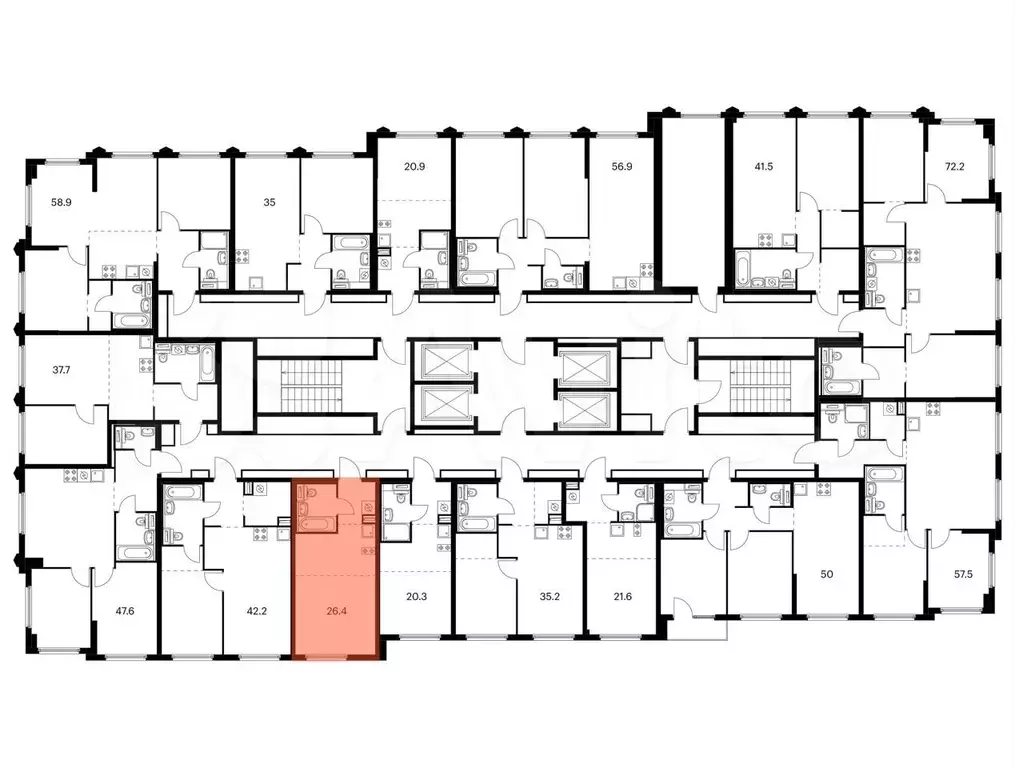 Квартира-студия, 26,4 м, 24/32 эт. - Фото 1