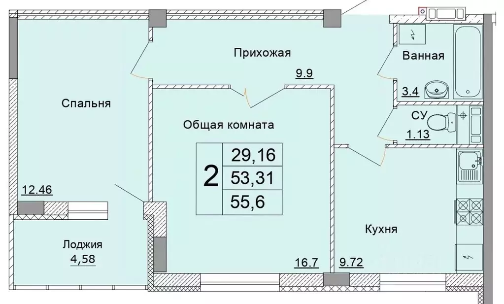 2-к кв. Белгородская область, Старый Оскол Степной мкр, 33Е (55.6 м) - Фото 1