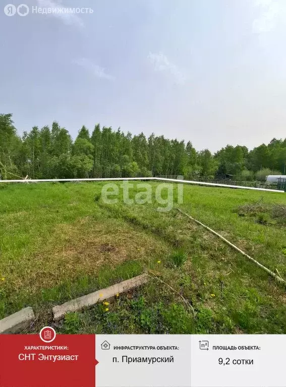 Участок в Хабаровский район, СДТ Энтузиаст-2 (9.2 м) - Фото 1