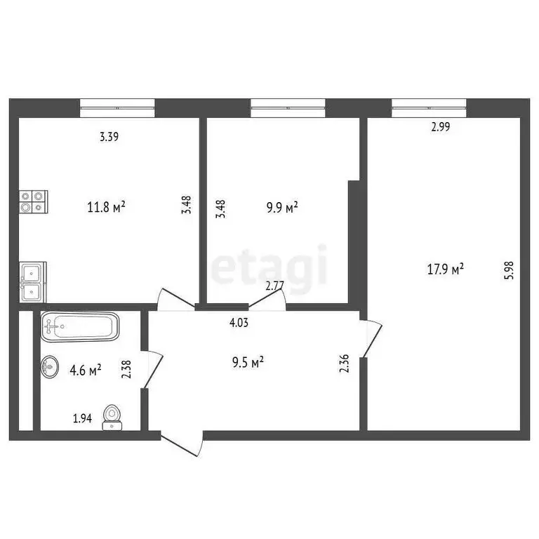 2-комнатная квартира: Тюмень, улица Республики, 204к7 (53 м) - Фото 0