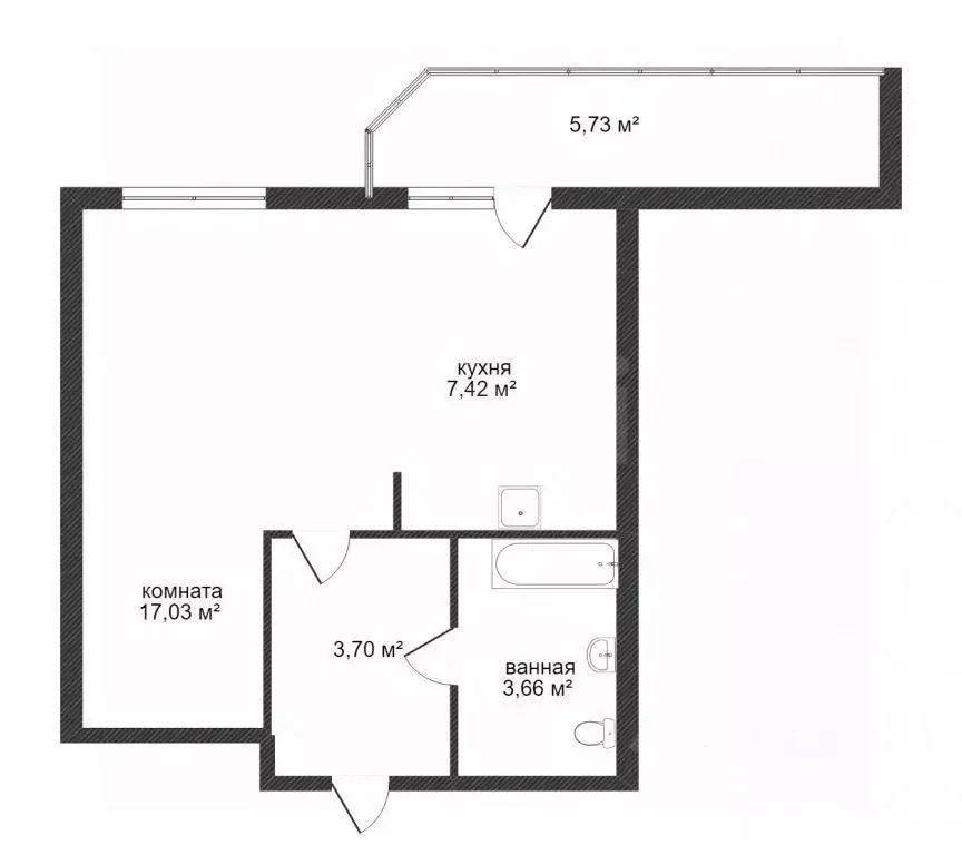 Студия Тюменская область, Тюмень ул. Мельникайте, 138А/1 (33.0 м) - Фото 2