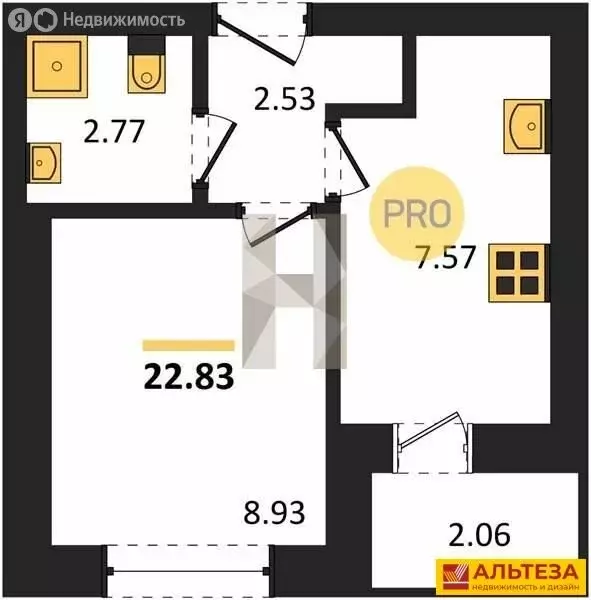 Квартира-студия: Пионерский, улица Гептнера, 17 (22.83 м) - Фото 0