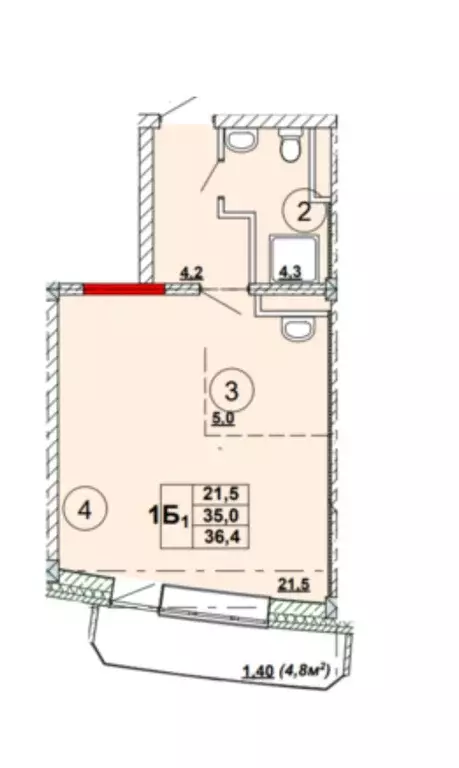 Продаётся 1-к квартира, 36.4 м - Фото 1