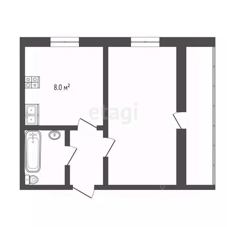 1-к кв. Ханты-Мансийский АО, Ханты-Мансийск Заводская ул., 5 (42.8 м) - Фото 1