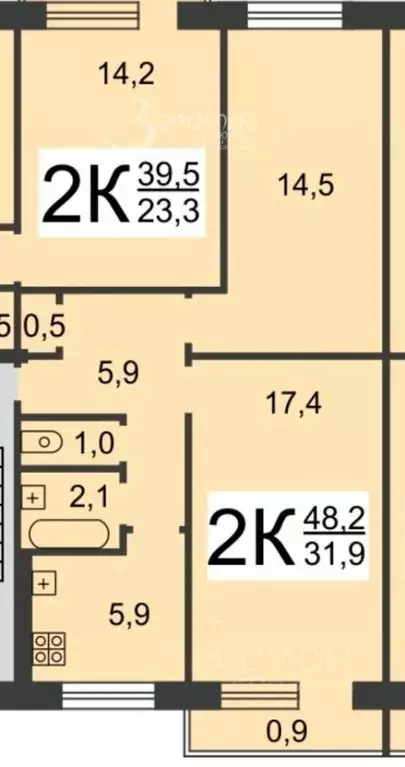 2-к кв. Нижегородская область, Нижний Новгород ул. Героев космоса, 18 ... - Фото 2