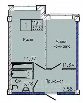 1-к кв. Ставропольский край, Пятигорск ул. Ермолова, 28А (37.37 м) - Фото 1