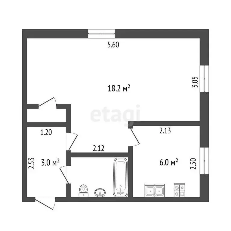 1-комнатная квартира: Тюмень, улица Энергетиков, 50 (30.5 м) - Фото 0
