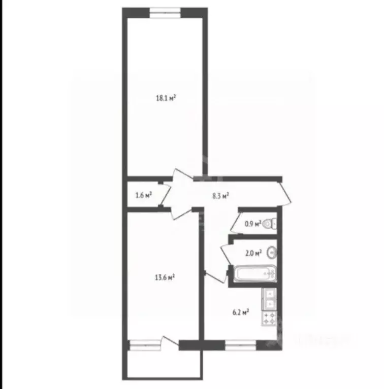 2-к кв. Санкт-Петербург ул. Димитрова, 18К2 (51.0 м) - Фото 2