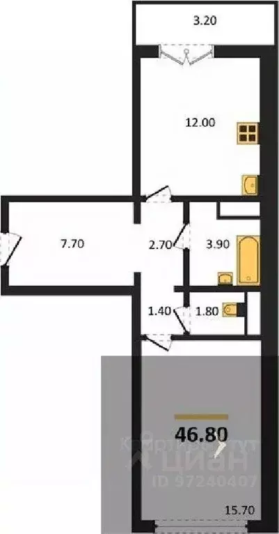 1-к кв. Воронежская область, Новоусманский район, пос. Отрадное ул. ... - Фото 1