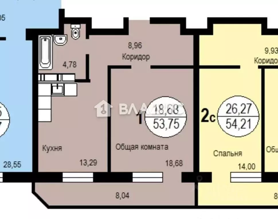 1-к кв. Новосибирская область, Бердск ул. Ленина, 23Б (46.0 м) - Фото 1