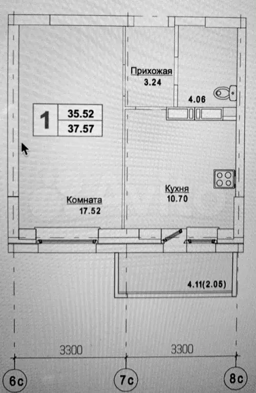 1-к. квартира, 37,6 м, 3/10 эт. - Фото 0