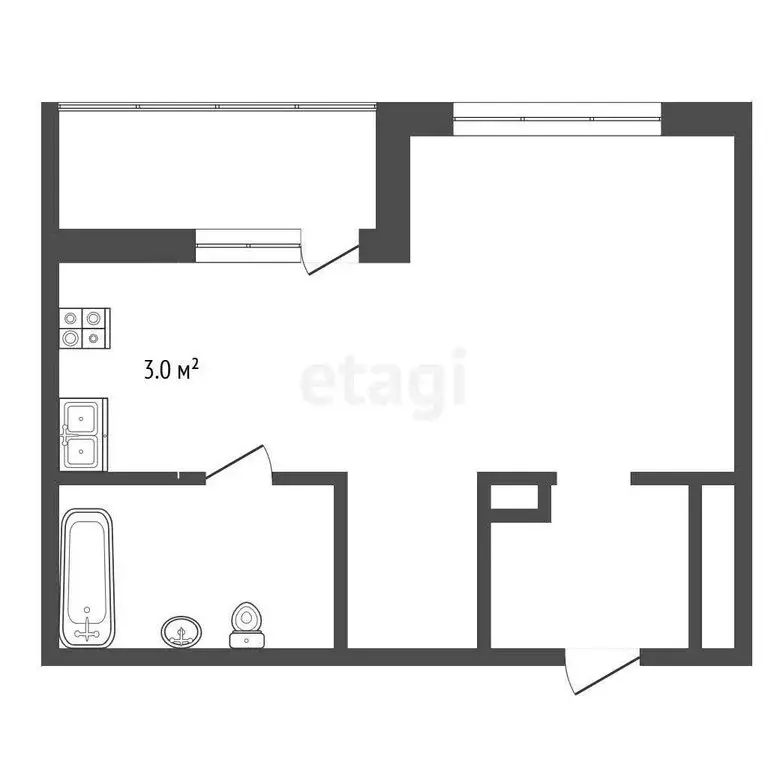 Квартира-студия: деревня Патрушева, улица Петра Ершова, 14 (29.5 м) - Фото 1