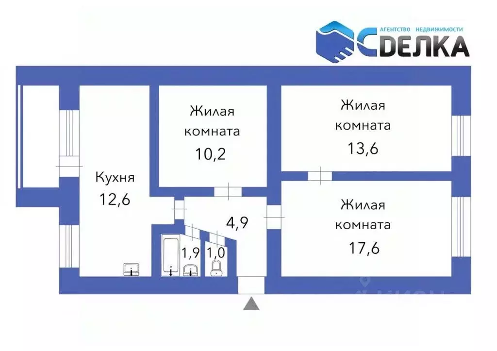 3-к кв. Амурская область, Сковородино ул. Победы, 15 (61.7 м) - Фото 1