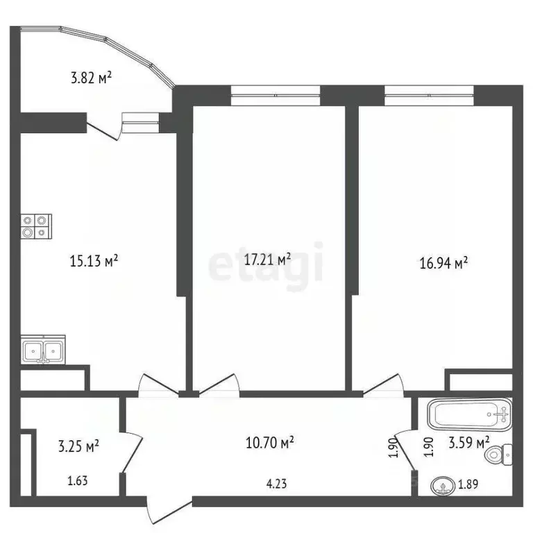2-к кв. Самарская область, Самара Московское ш., 25 (68.9 м) - Фото 2