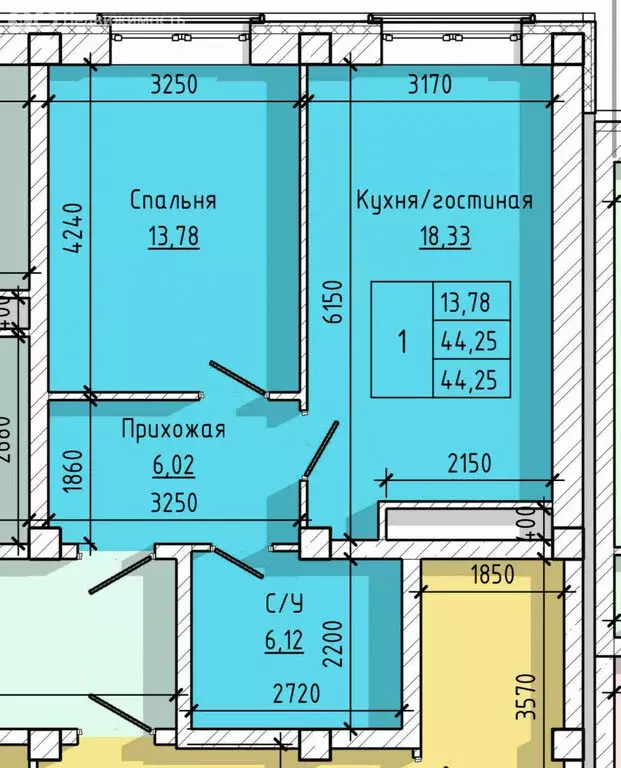 1-комнатная квартира: Нальчик, Кабардинская улица, 179 (44.25 м) - Фото 0