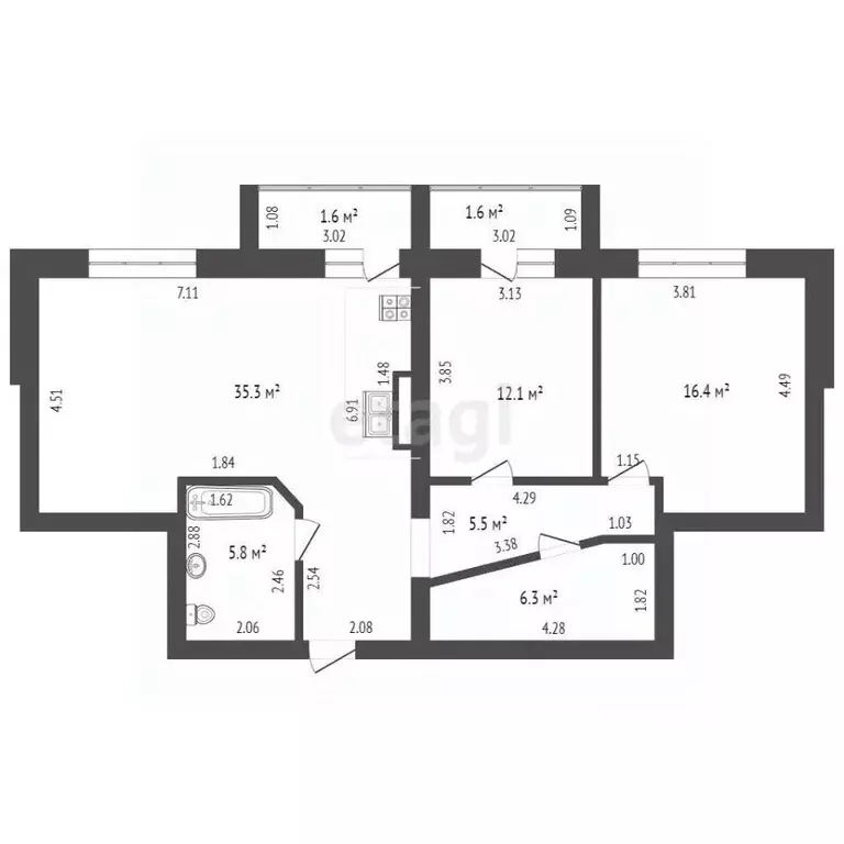 3-к кв. Забайкальский край, Чита Красноармейская ул., 61 (82.0 м) - Фото 1