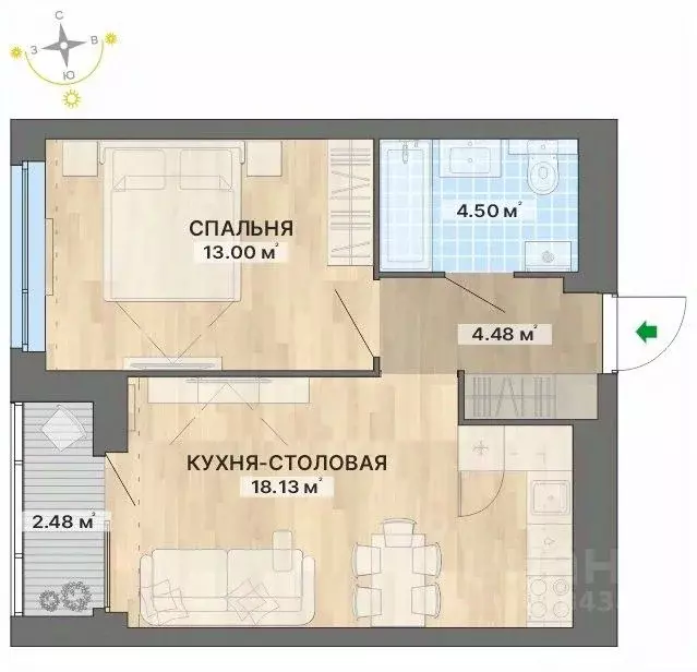 1-к кв. Свердловская область, Екатеринбург пер. Ударников, 33 (42.59 ... - Фото 0