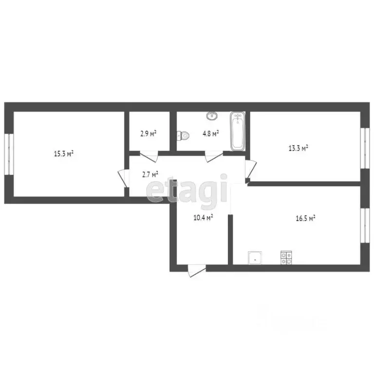 2-к кв. Тюменская область, Тюмень Новгородская ул., 20 (66.3 м) - Фото 1