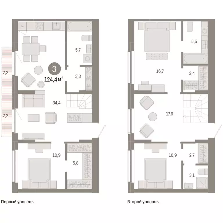 3-комнатная квартира: Новосибирский район, рабочий посёлок Краснообск, ... - Фото 2