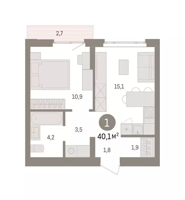 1-комнатная квартира: Екатеринбург, жилой район Сортировочный, ... - Фото 2