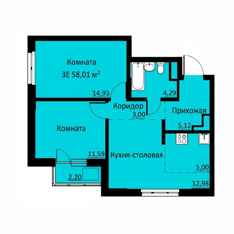 3-к кв. Пермский край, д. Кондратово ул. Водопроводная, 6/2 (58.05 м) - Фото 1