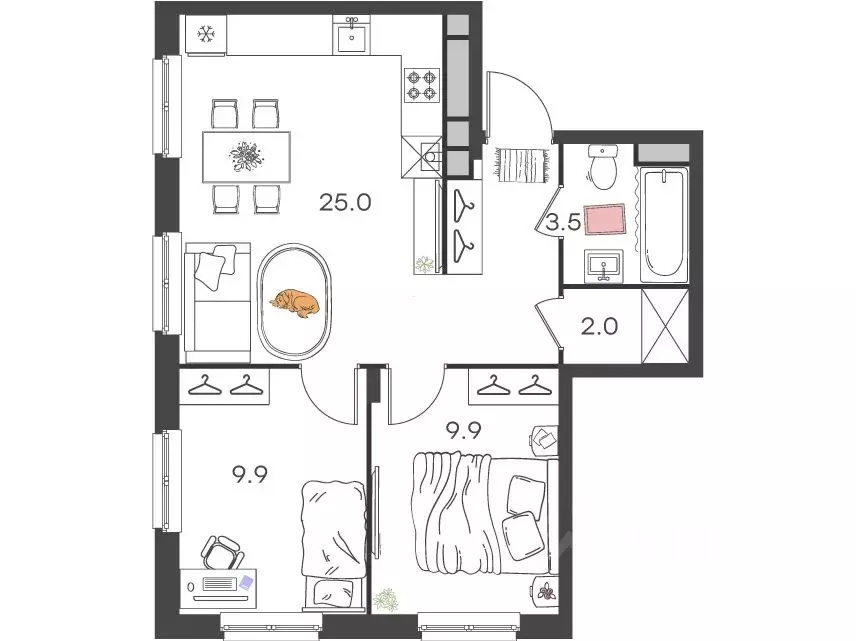 2-к кв. Нижегородская область, Нижний Новгород Культура с/пос, ул. ... - Фото 1