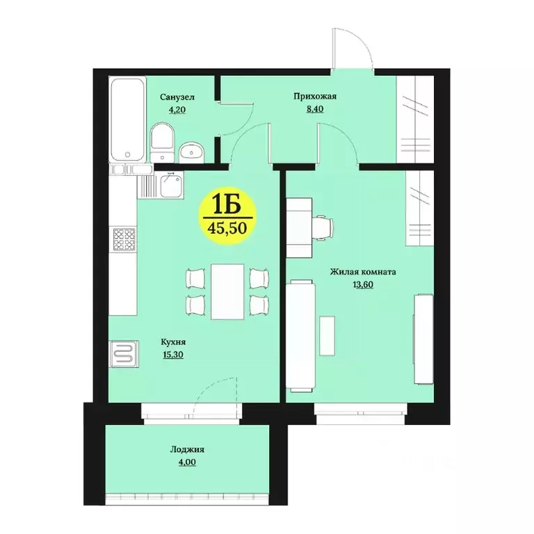 1-к кв. Ставропольский край, Ставрополь Лесная ул., 204 (45.5 м) - Фото 1