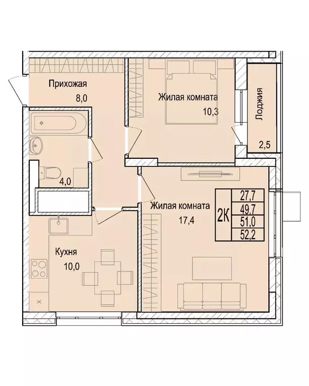 2-к кв. Московская область, Мытищи Леонидовка мкр,  (51.1 м) - Фото 0