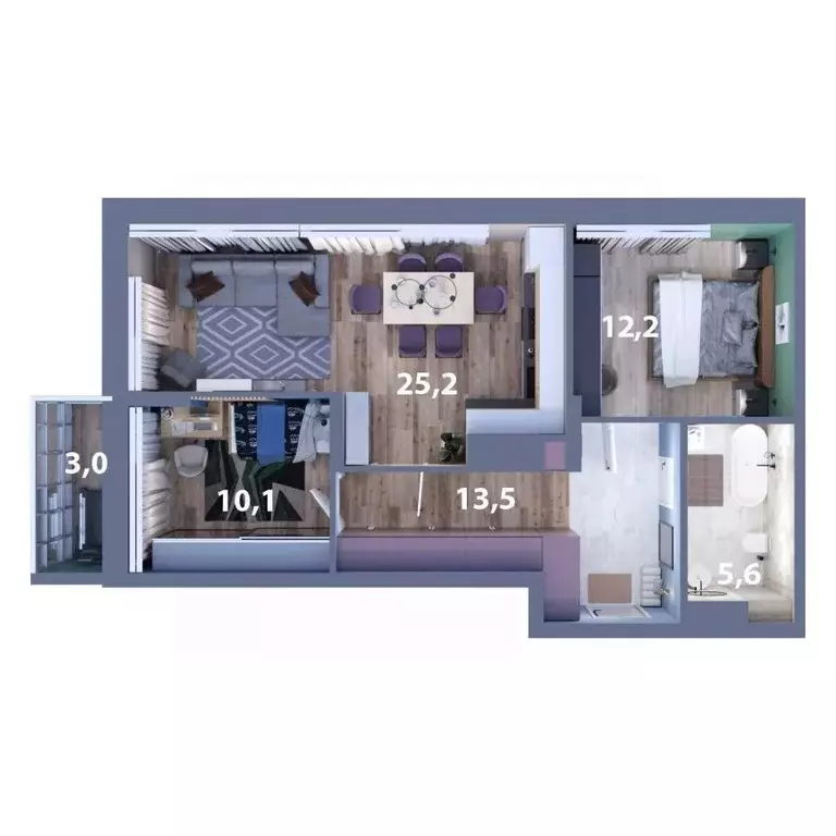 2-к кв. Татарстан, Зеленодольск Мирный мкр,  (67.66 м) - Фото 1