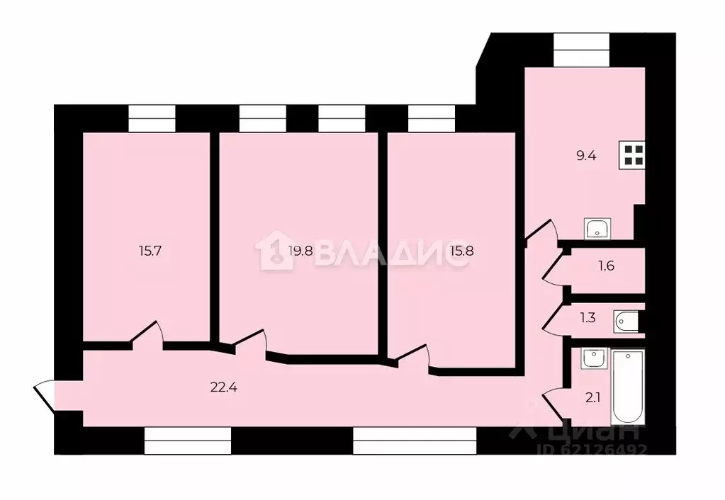 3-к кв. Санкт-Петербург Большой Сампсониевский просп., 93 (92.0 м) - Фото 2