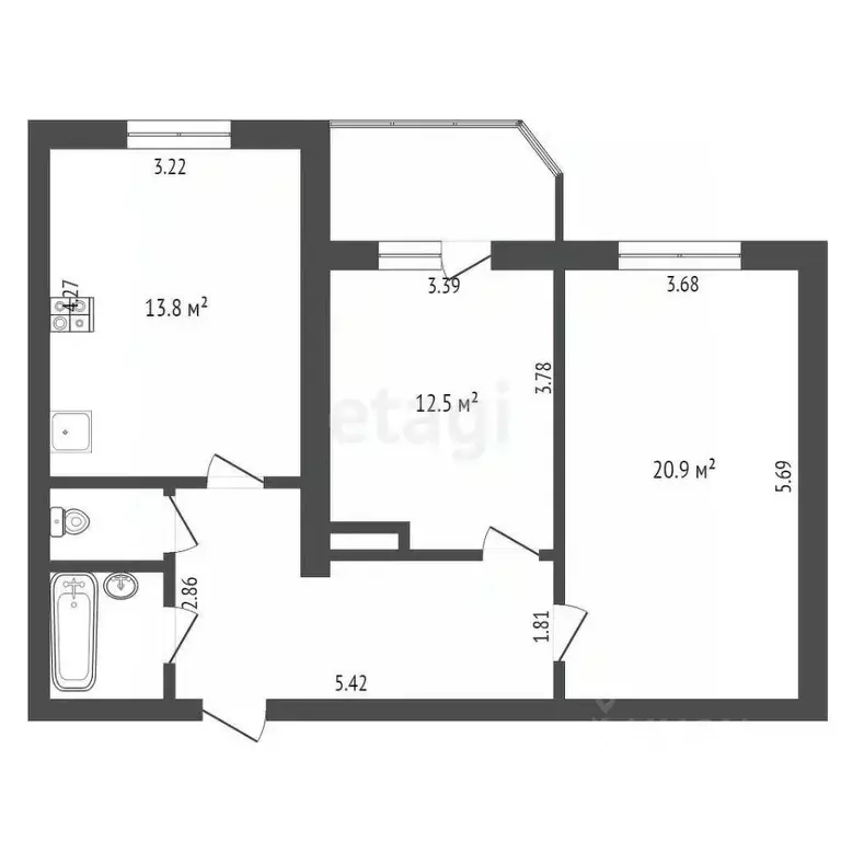2-к кв. Московская область, Коломна Окский просп., 3Б (62.0 м) - Фото 2