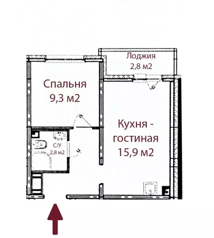 1-к кв. Санкт-Петербург наб. Реки Каменки, 19к4 (33.7 м) - Фото 1