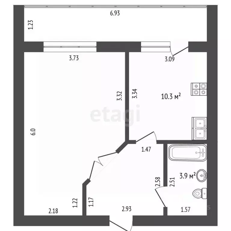 1-к кв. Самарская область, Самара Осетинская ул., 11 (40.2 м) - Фото 2