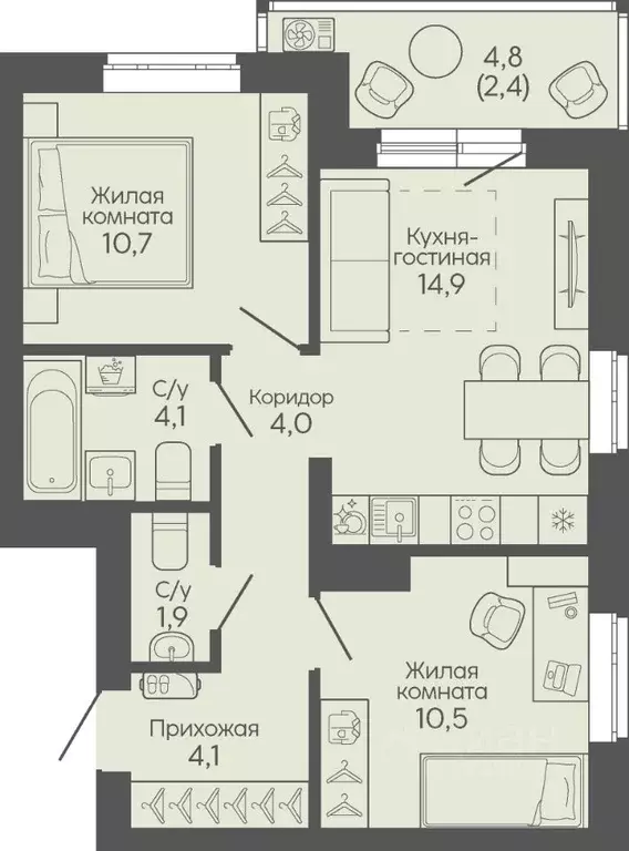 2-к кв. Волгоградская область, Волгоград Трехгорная ул., 27 (52.6 м) - Фото 1